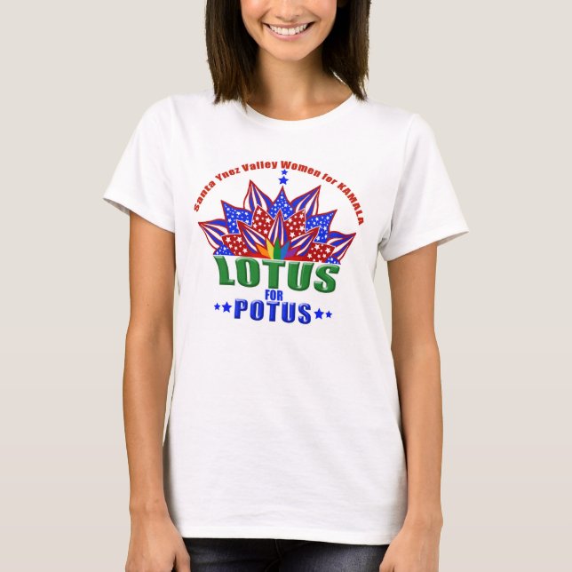 T shirt featuring the logo of SYV Lotus for POTUS. (Front)