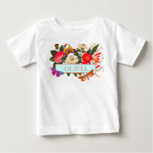 T-Shirt FOR BABY GIRLS DIY NAME JAPANESE FLOWERS