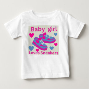 T shirt   For girls  With girls loves sneakers. 
