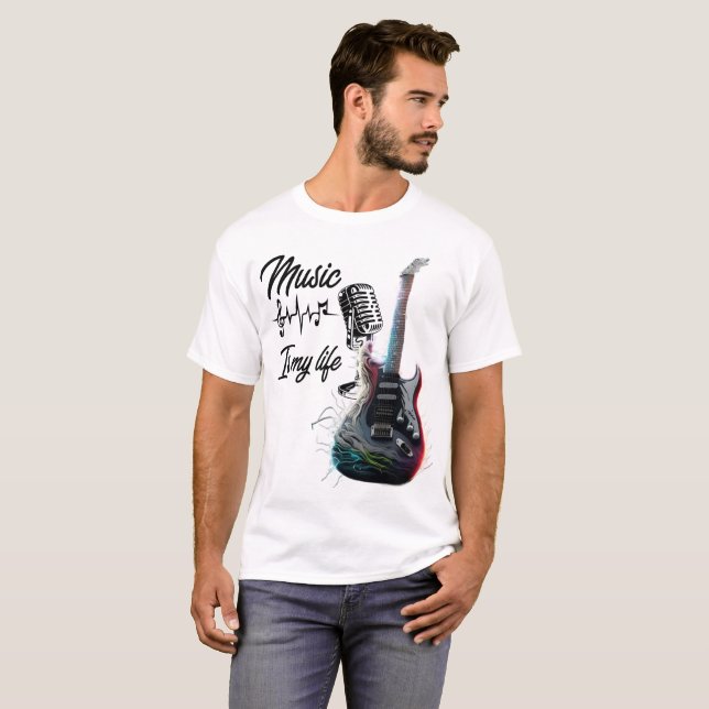 T-Shirt for Men inspiration music electric guitar (Front Full)