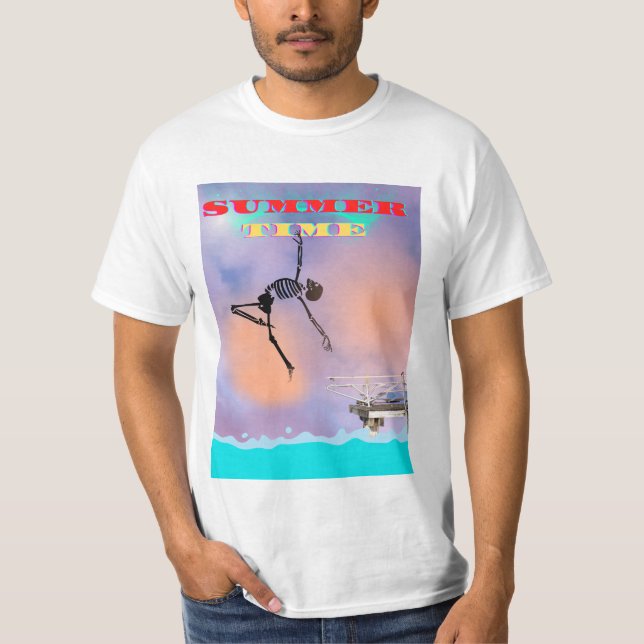 T-shirt, funny, skeleton jumps into the sea T-Shirt (Front)