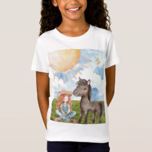 T-Shirt für Kids mit Mädchen und Pony 