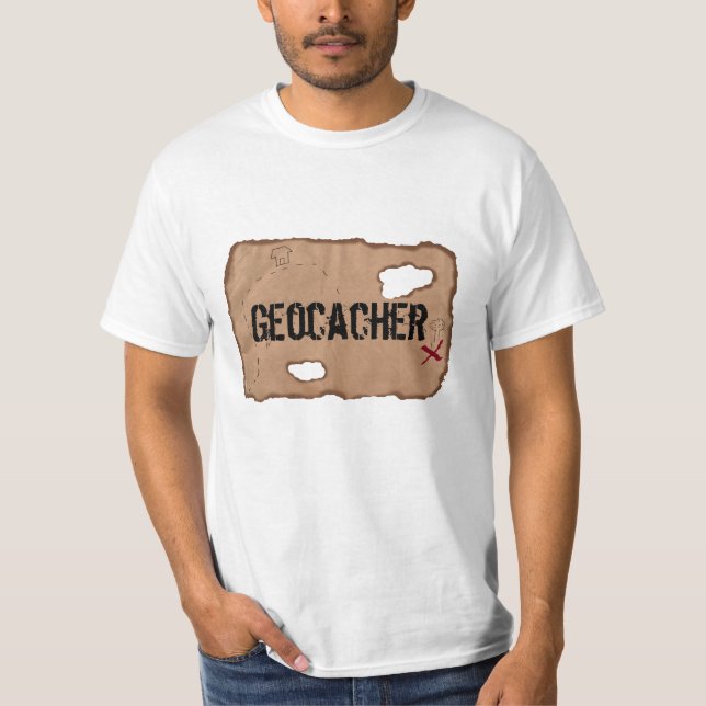 T-Shirt: Geocacher (Treasure Map). White T-Shirt (Front)
