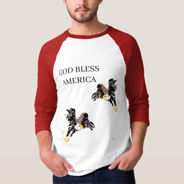 T-SHIRT ; GOD BLESS AMERICA EAGLES FLY (Front)