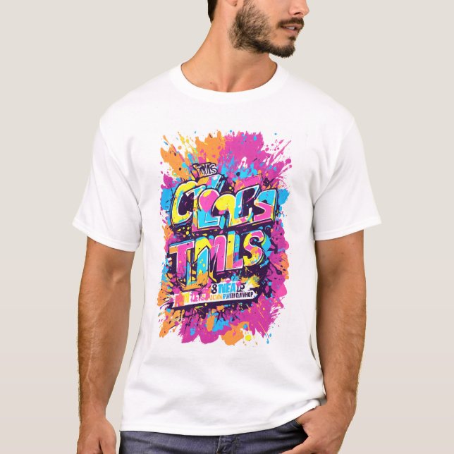 t-shirt graphic for a colour run event. On a white (Front)