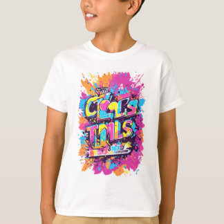 T-shirt graphic for a colour run event. On a white