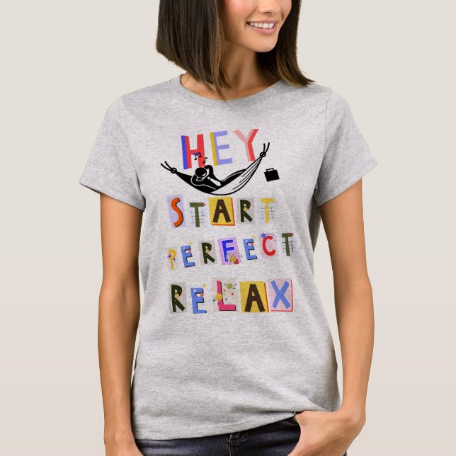 T-Shirt  grey with colourful writing (Front)