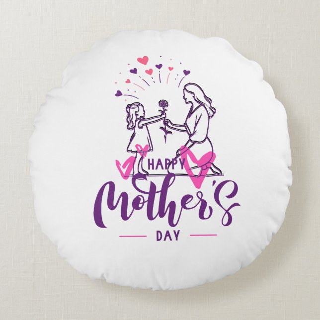 T-shirt Happy Mother day Girf  Round Cushion (Front)