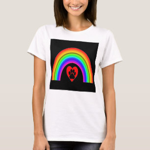 T-Shirt Heart With Paw Under A Rainbow