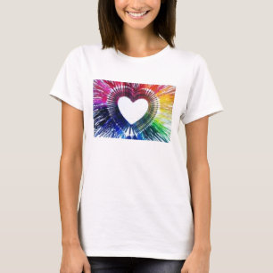 T-SHIRT Hearts White Rainbow drip