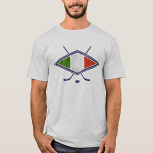 T-Shirt Hockey Su Ghiaccio Italiano & Back Print