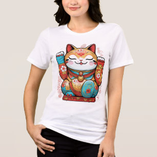 T-Shirt Japanese Lucky Cat (Maneki-neko) – Symbol Tri-Blend Shirt