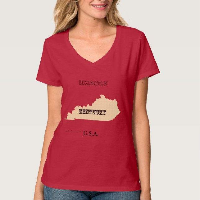 T-shirt - Kentucky Map with City (Front)