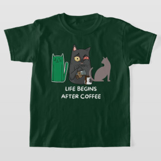 T-Shirt kids cat pictures for coffee lovers