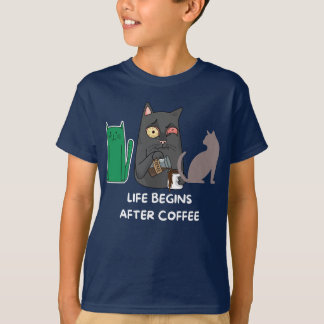 T-Shirt kids cat pictures for coffee lovers 
