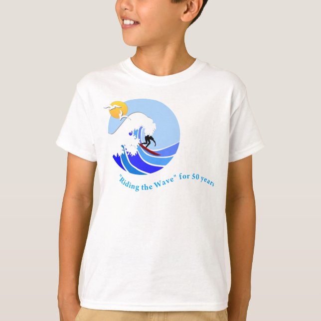 T-shirt (Kid's): MLML 50th wave (simple), white (Front)