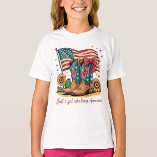 T-Shirt-Kids Patriotic Cowgirl T-Shirt