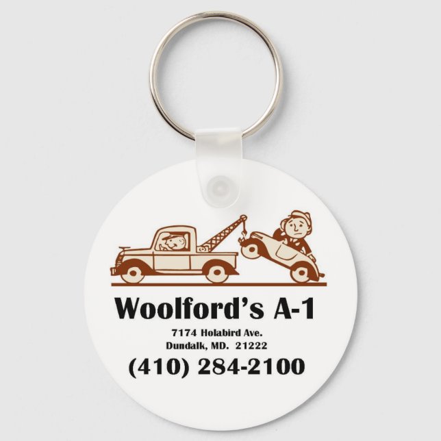 t-shirt logo w-address key ring (Front)