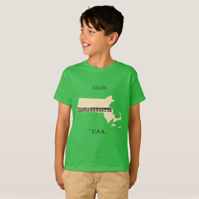 T-shirt - Massachusetts Map with City (Front Full)