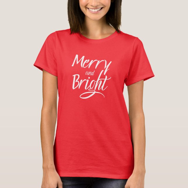 T-shirt : Merry and Bright (deep red) (Front)