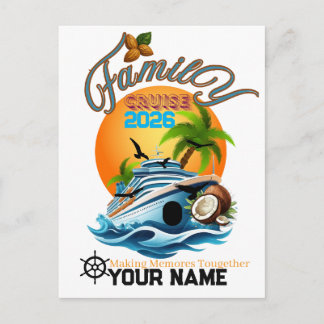 T-Shirt name Personalised Cruise Ship Family Trip Postcard