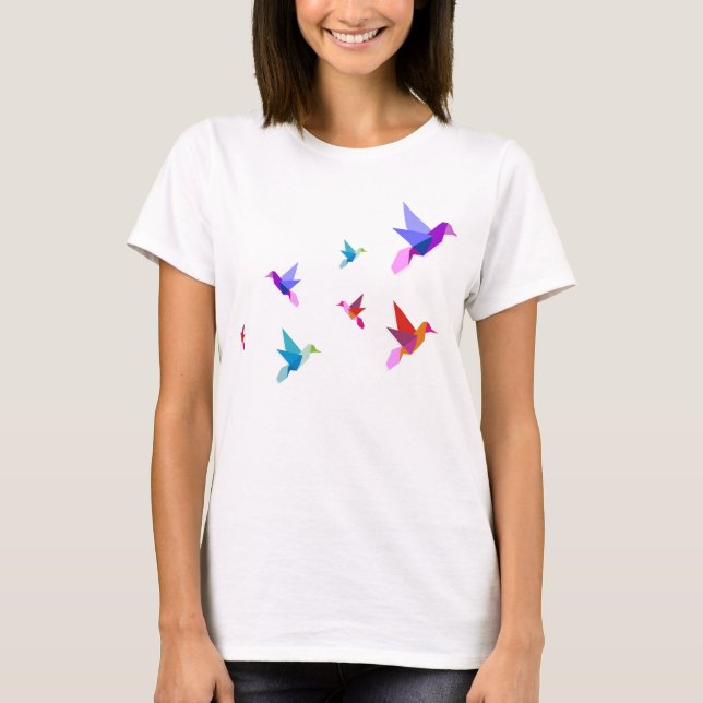 T-shirt origami hummingbirds (Front)