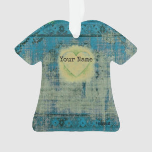 T-Shirt Ornament in Aqua with Name & Photo HAMbWG