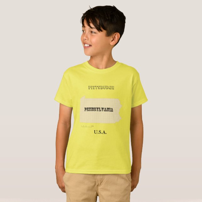 T-shirt - Pennsylvania Map with City (Front Full)
