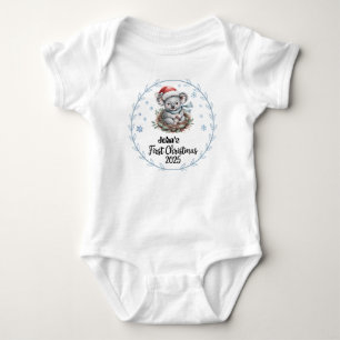 T-Shirt-Personalised Baby's First Xmas 2025-Boy Baby Bodysuit