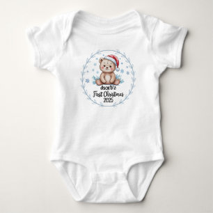 T-Shirt-Personalised Baby's First Xmas 2025-Boy Baby Bodysuit