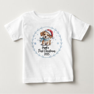 T-Shirt-Personalised Baby's First Xmas 2025-Boy Baby T-Shirt