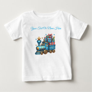T-Shirt-Personalised Blue Christmas Baby Jersey T-Shirt