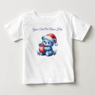 T-Shirt-Personalised Blue Christmas Baby Jersey T-Shirt