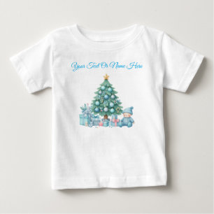 T-Shirt-Personalised Blue Christmas Baby Jersey T-Shirt