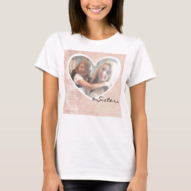 T-Shirt Pink Heart Shape Photo Insert (Front)