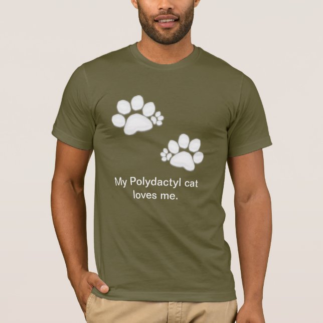 T-shirt - Polydactyl Paw Prints in White (Front)