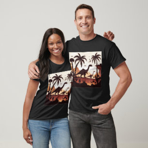 T-Shirt Prehistoric landscape with dinosaurs