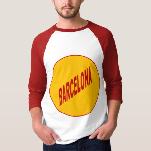 T-shirt raglan blanc rouge homme BARCELONA