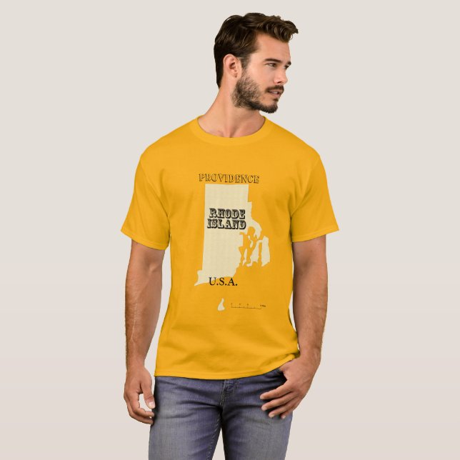 T-shirt - Rhode Island Map with City (Front Full)
