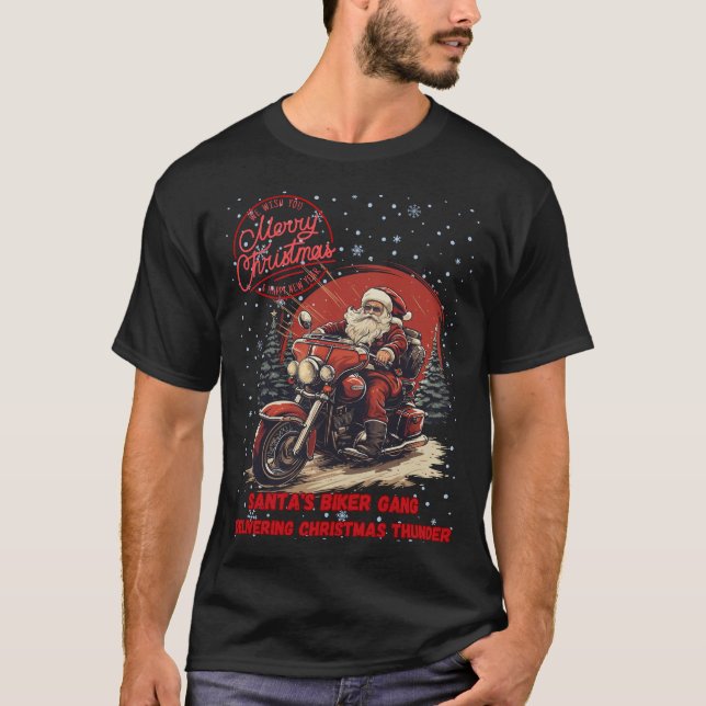T-Shirt  Santas Biker Gang Merry Christmas  (Front)