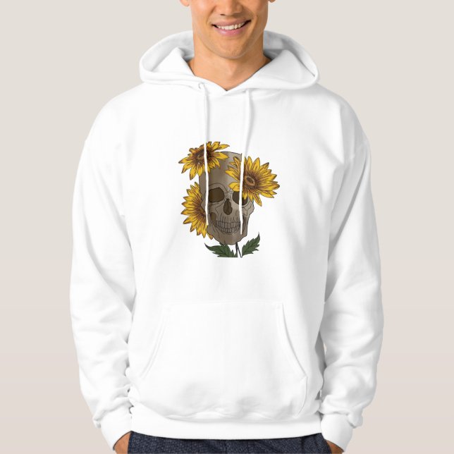 T-Shirt skull and sunflowers Hoodie (Front)