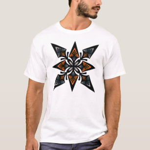 T-Shirt, Spearhead Flower Star, Orange Silver Grey T-Shirt