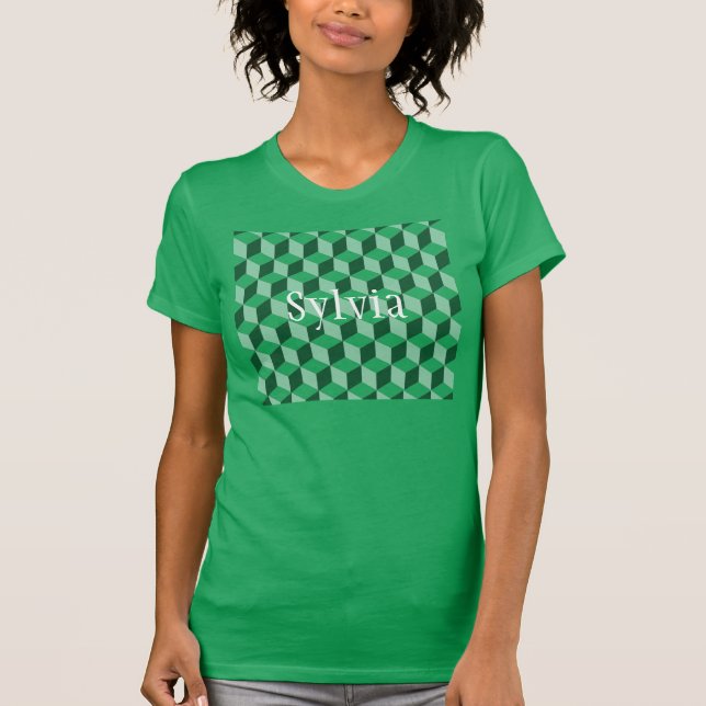 T-shirt - Three Dimensional Blocks with Name (Front)