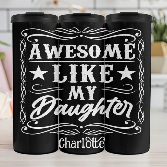T-shirt Typography Black Shirt, Funny Text Fathers Thermal Tumbler (Creator Uploaded)
