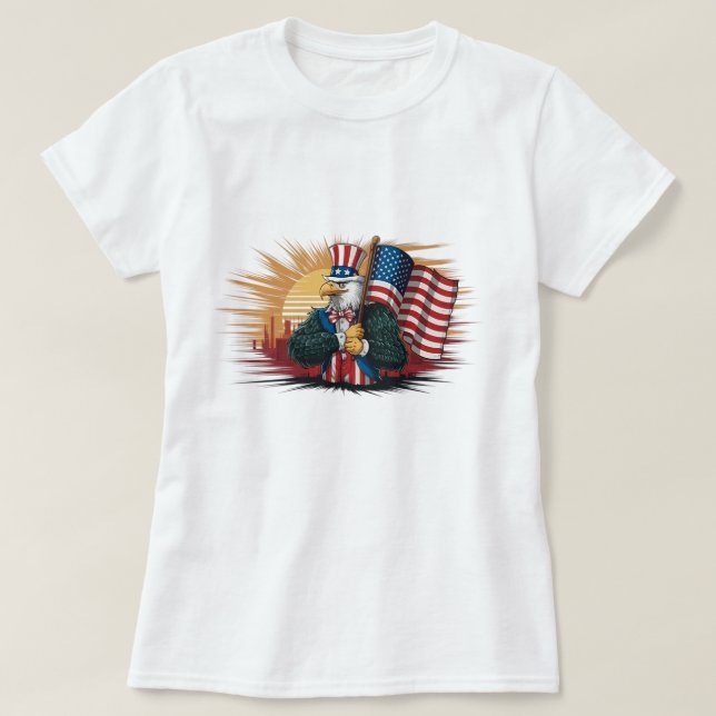 T-shirt usa Bald Eagle as an Uncle Sam Outfit is d (Design Front)