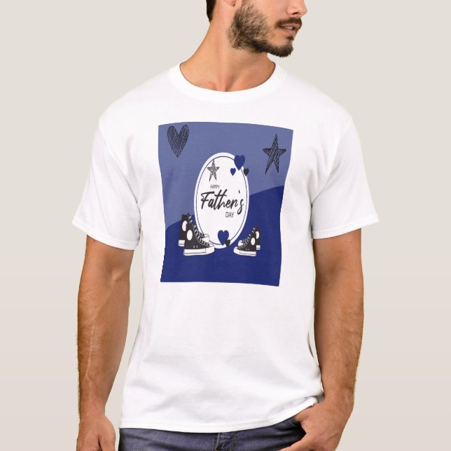 T Shirt White Blue Dad and Kids Shoes T-Shirt (Front)