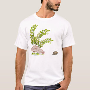 T-shirt with a cozy forest mushroom and cute snail