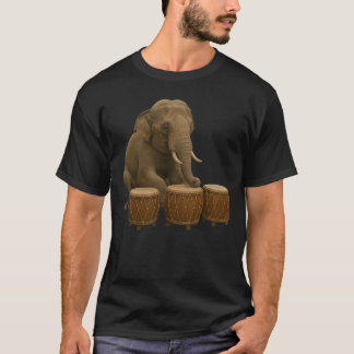 T-shirt with a drumming elephant design