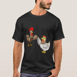 T-Shirt with a hen and a rooster