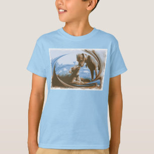 T-Shirt with big and small dog in blue HAMbWG
